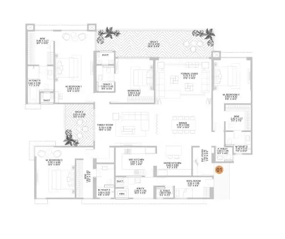5 BHK Floor Plan